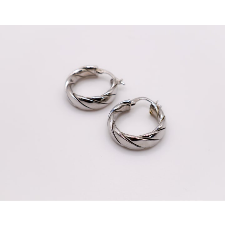 Italian Twirl Silver Hoop Earrings