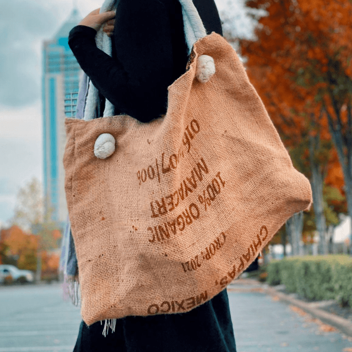 Handmade Burlap Tote Bag