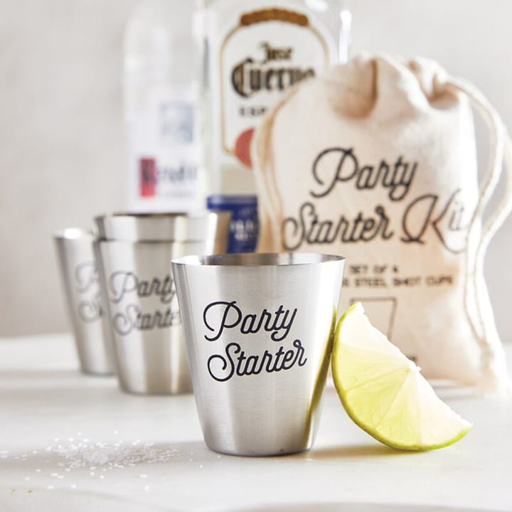 Party Starter Stainless Steel Shot Cups | Set of 4 in Gift Bag