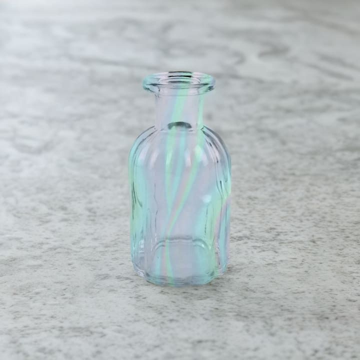 Blue Iridescent Glass Mini Bud Vase