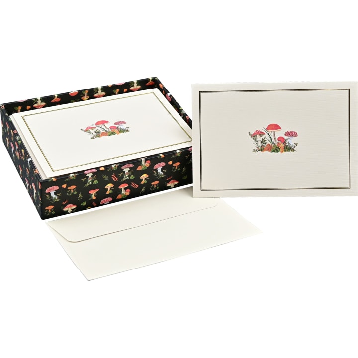 Mushrooms Note Cards | 14 Cards with Embellished Toadstools