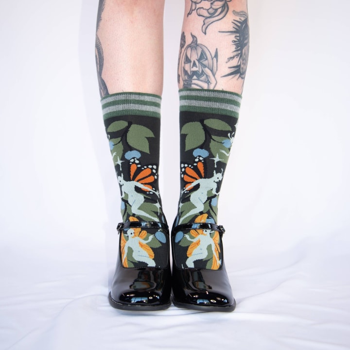 Fanciful Fairies Crew Socks | Whimsical Wings Faeries