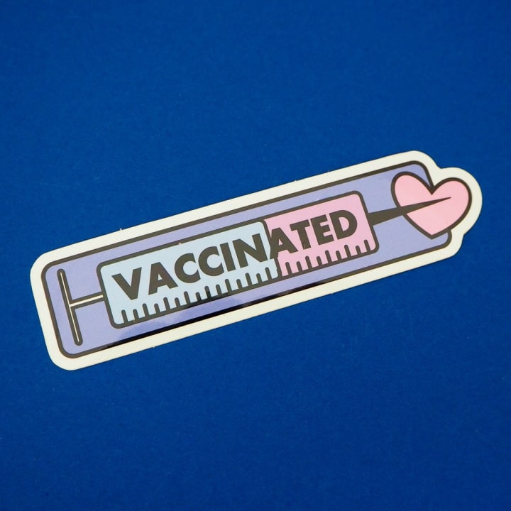 Vaccinated Large Rectangle Vinyl Sticker 4.5"