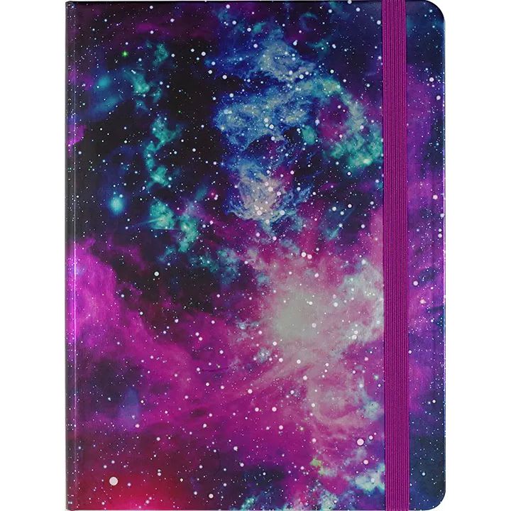 Galaxy Hard Cover Journal | Stellar Outer Space in Blue and Magenta | 6-1/4'' x 8-1/4''