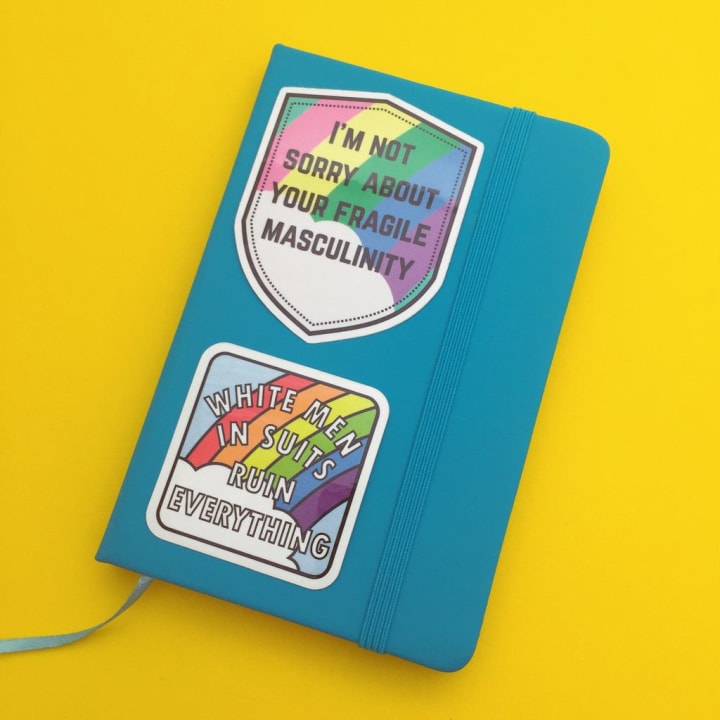 I'm Not Sorry About Your Fragile Masculinity Vinyl Sticker In Pastel Rainbow