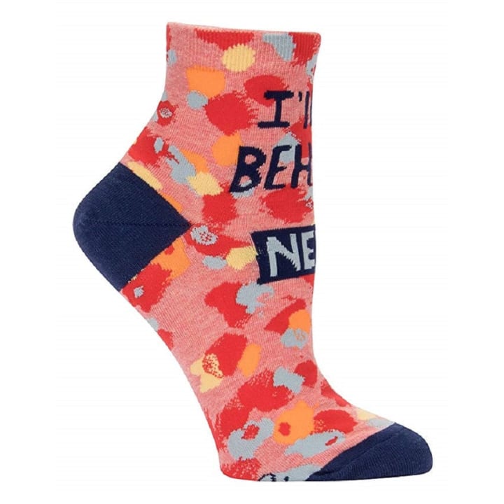 Last Call! I'll Behave Never Women's Ankle Socks in Coral, Red, and Navy | BlueQ at GetBullish