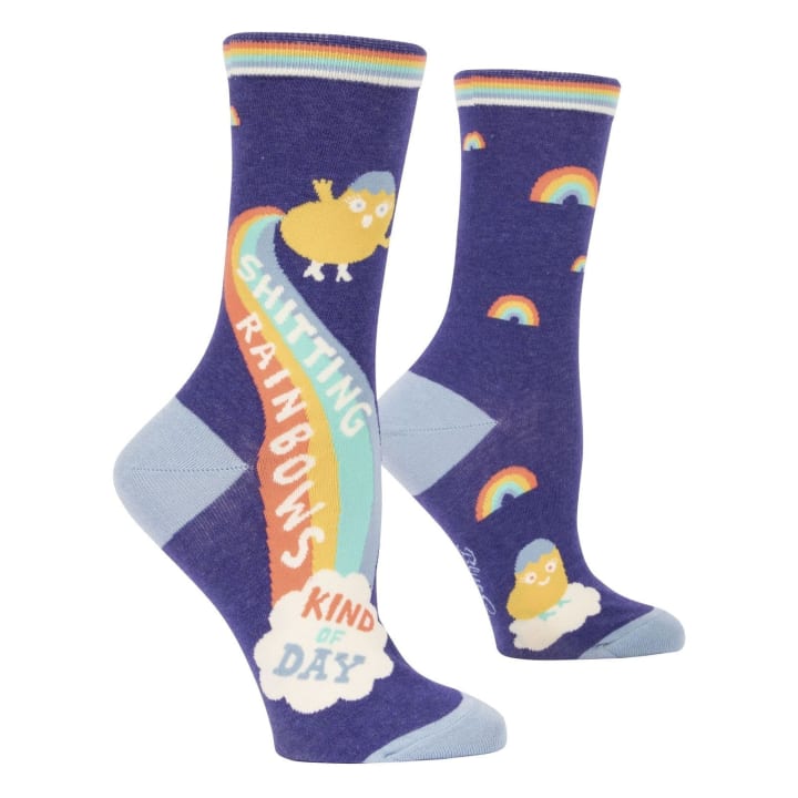 Shitting Rainbows Kind of Day Women's Crew Socks | BlueQ at GetBullish