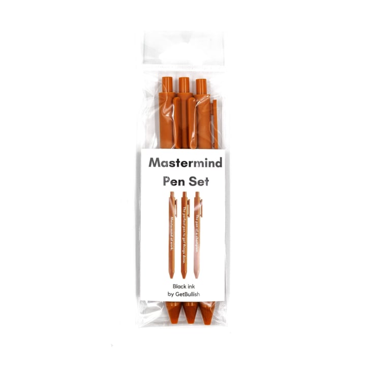 Mastermind Pen Set 🏆 | Gel Click Pen Gift Set | 3 Pens in Caramel