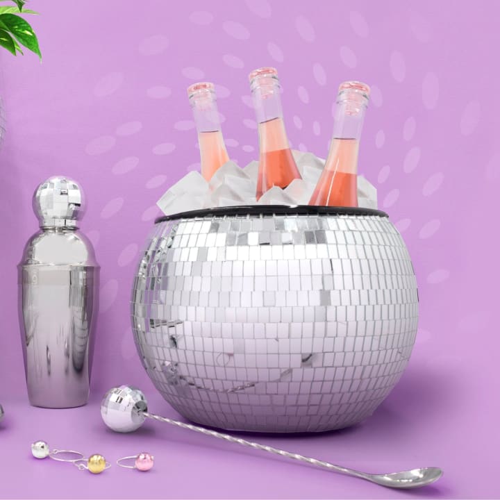 Mirror Disco Ball Ice Bucket | 70's Retro Champagne Bottle Holder