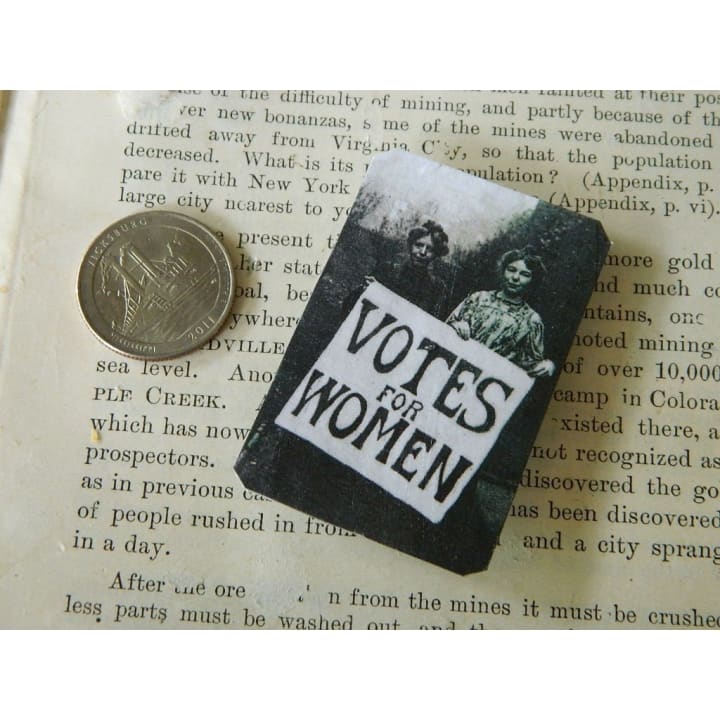 Votes For Women Handmade Tin Magnet in Black and White