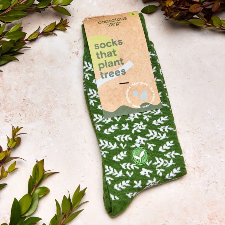 Men's Socks That Plant Trees - Green Branches | Fair Trade | Fits Men's Sizes 8.5-13