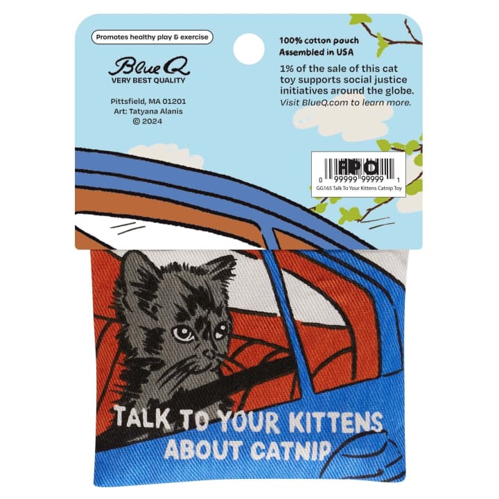 Talk To Your Kittens About Catnip Cat Toy | Premium Organic Catnip | Illustrated Cotton Pouch | BlueQ at GetBullish