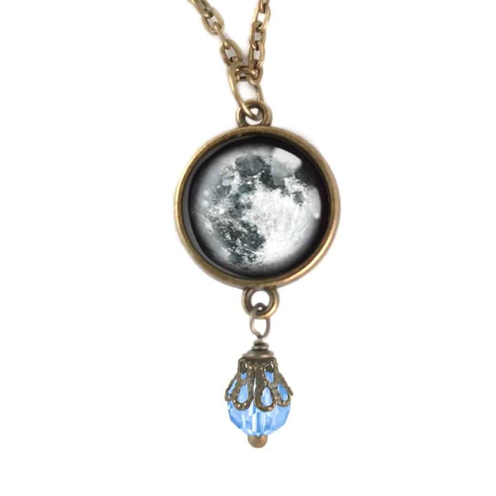 Full Moon w/ Bead Pendant Necklace | Handmade in the US