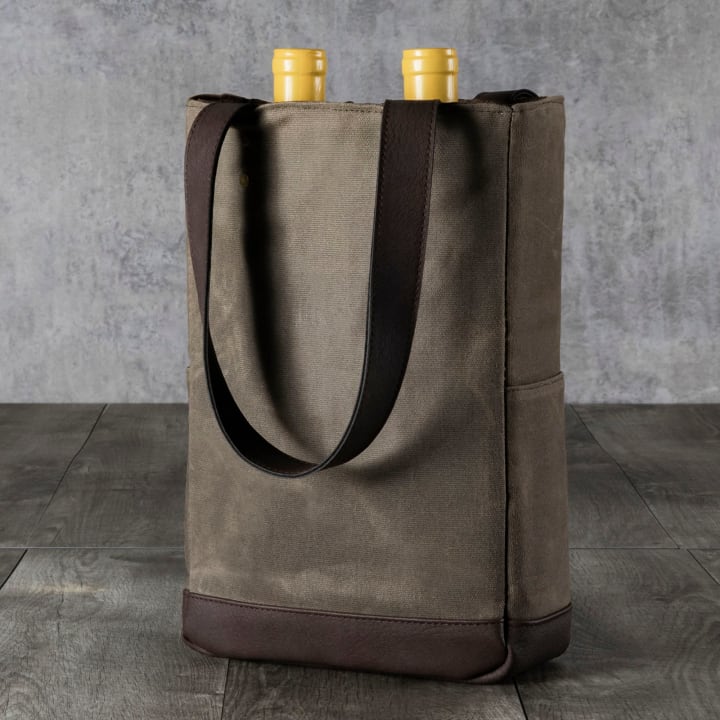 2 Bottle Insulated Wine Cooler Bag - Color: Khaki Green