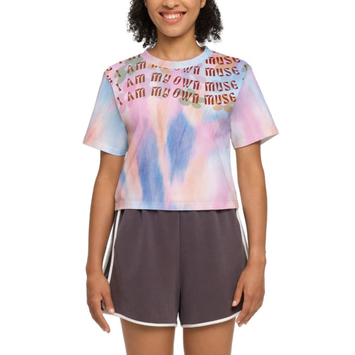 I am My Own Muse Women's Cropped T-shirt in Multicolor Pastel