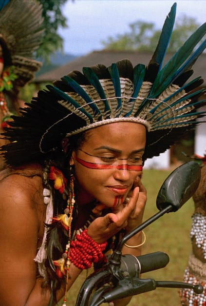 Images of Indigenous Brazilians showing resistance