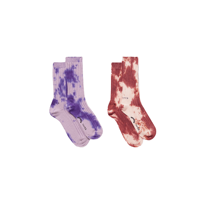 Tie-dyed stretch organic cotton-blend socks