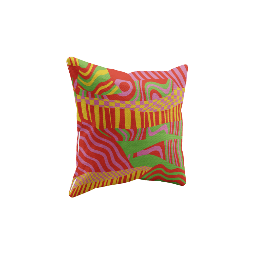 Wavey Casa - Green, Pink, Red & Yellow Print Cushion Cover