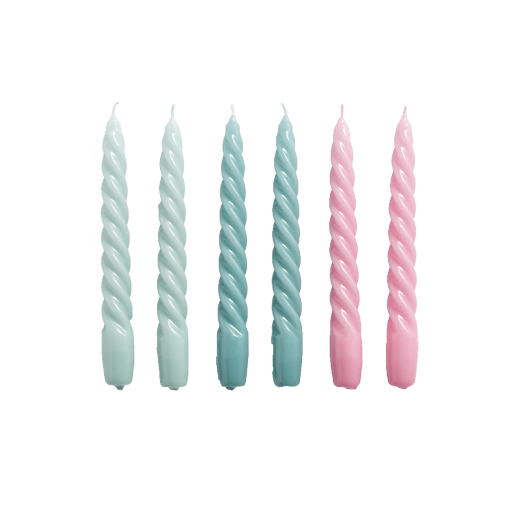 Twist Candle Set of 5 - Arctic Blue, Teal, Pink, HAY