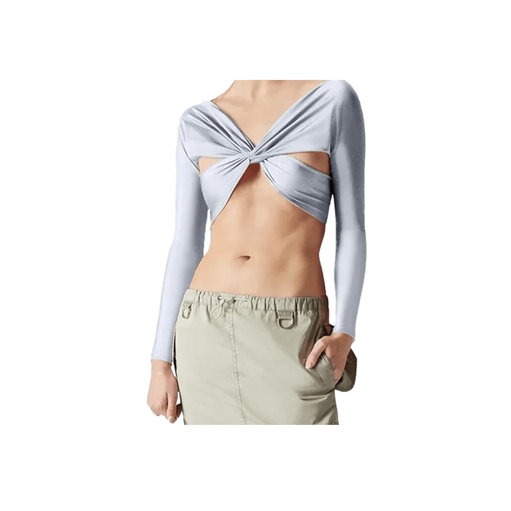 Cropped Draped Top in Silver
