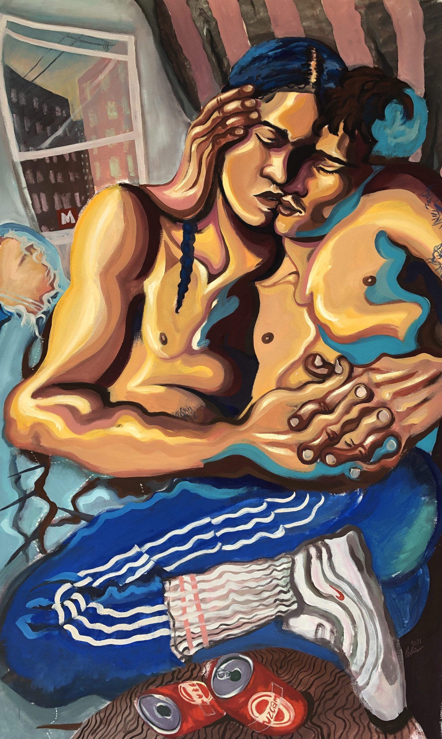 'Queer Intimacy' London exhibition image of two lovers embracing